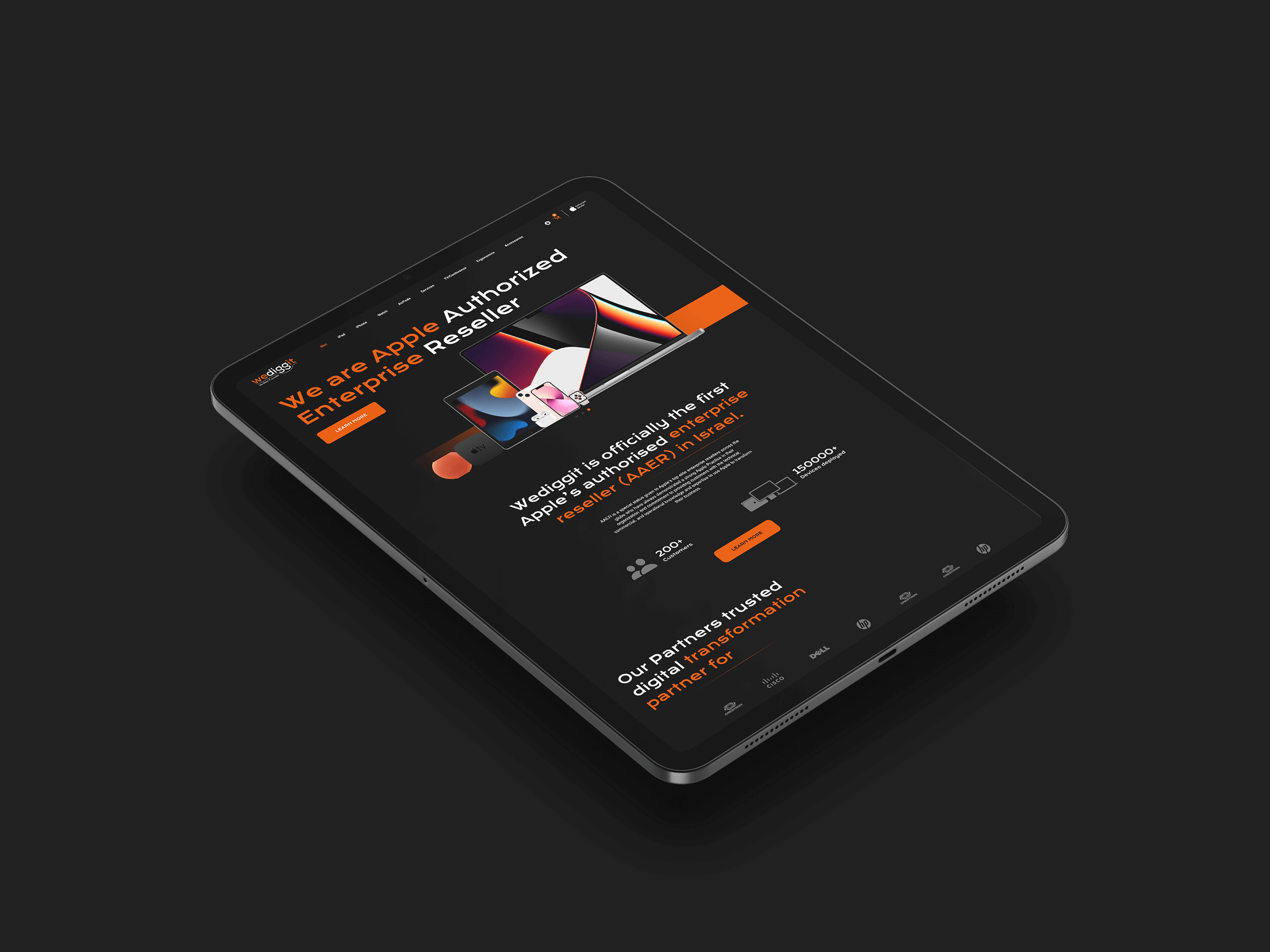 Tablet version of  wediggit website.